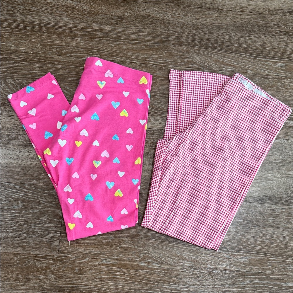 Pink Heart and Gingham Leggings Set